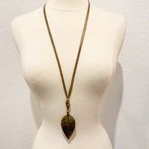 Vanessa Mooney feather leather necklace with beads